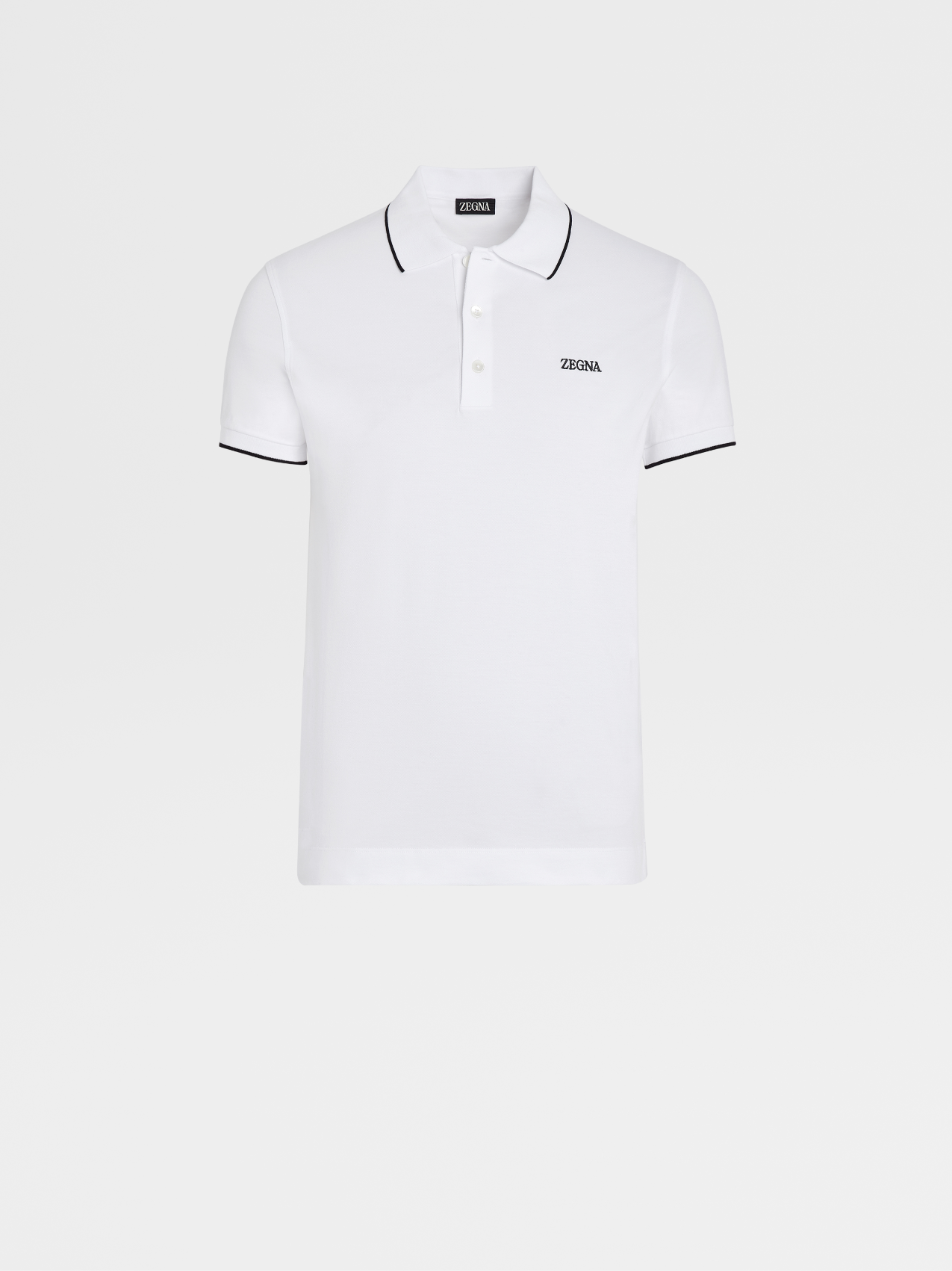 White Stretch Cotton Short-sleeve Polo